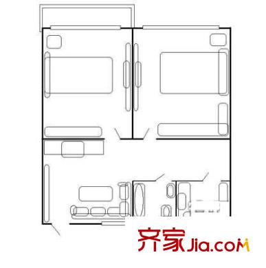 左家庄南里户型图户型图 2室1厅1卫1厨