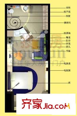中天国际公寓户型图户型图 1室1厅1卫1厨