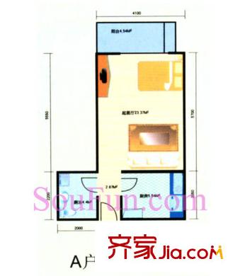 祥和家苑戶型圖A戶型 1室1廳1衛(wèi)1廚