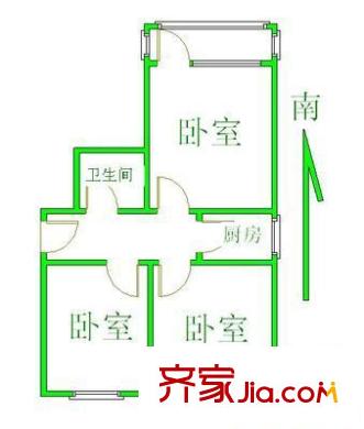 軍博小區(qū)戶型圖戶型圖 3室1廳1衛(wèi)1廚
