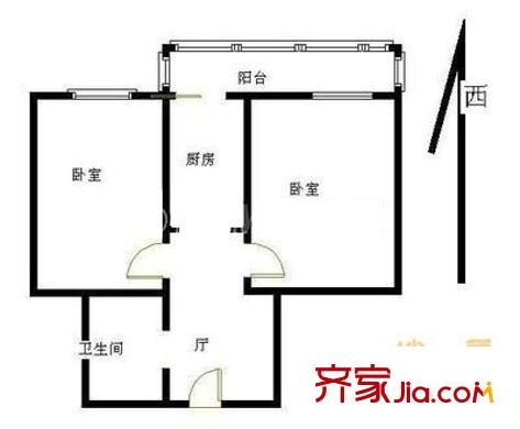 惠新西里户型图户型图 2室1厅1卫1厨