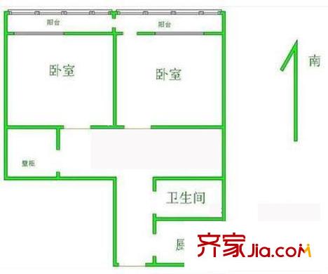 莲花池东路9号院户型图户型图 2室1厅1卫1厨