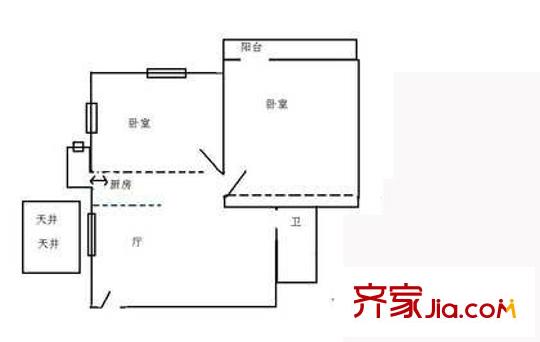 莲花池东路9号院户型图户型图 2室1厅1卫1厨