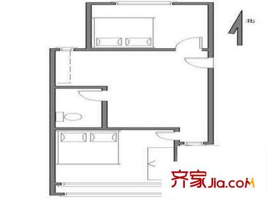 东直门南大街户型图户型图 2室1厅1卫1厨