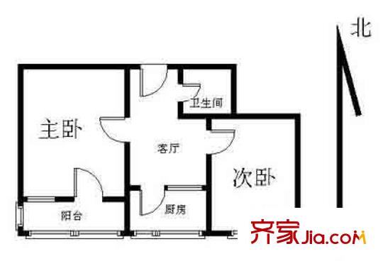 大石橋胡同戶型圖戶型圖 2室1廳1衛(wèi)1廚