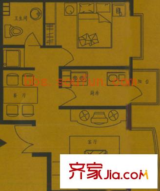 逸秀名园户型图户型图 1室2厅1卫1厨