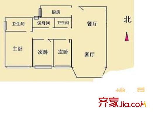 花园北路32号院 3室 户型图