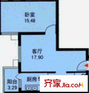 甘露晴苑户型图A座C户型 1室2厅1卫1厨