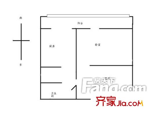 甜水园西里户型图户型图 1室1厅1卫1厨