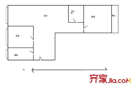 景泰西里户型图户型图 2室1厅1卫1厨