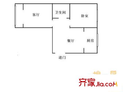 地坛北里 1室 户型图