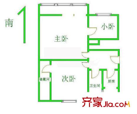 地坛北里户型图户型图 3室1厅1卫1厨