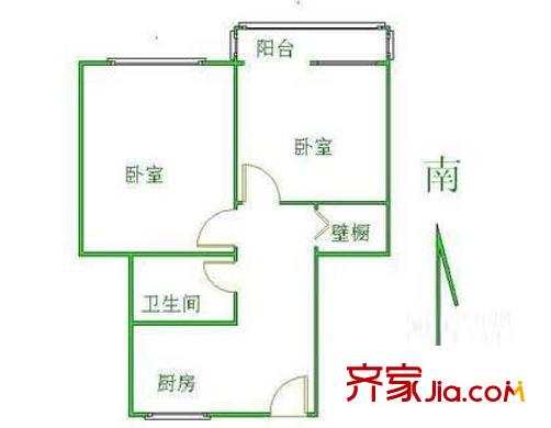 左家庄南里户型图户型图 2室1卫1厨