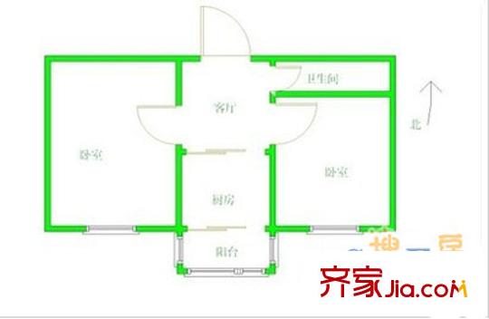 黄辛庄小区户型图户型图 2室1厅1卫1厨