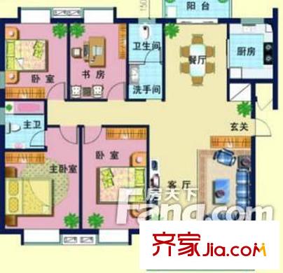 联宝公寓户型图户型图 4室2厅2卫1厨
