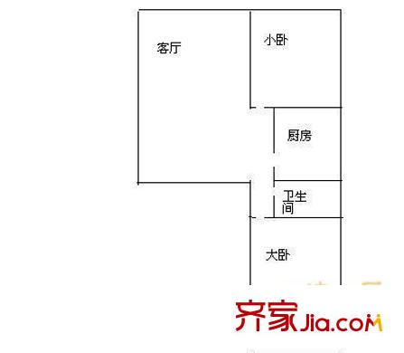 酒仙桥十二街坊户型图户型图 2室1厅1卫1厨