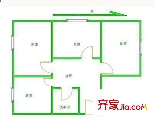 酒仙桥十二街坊 3室 户型图