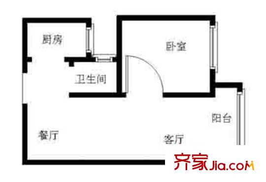 酒仙桥十二街坊户型图户型图 1室2厅1卫1厨