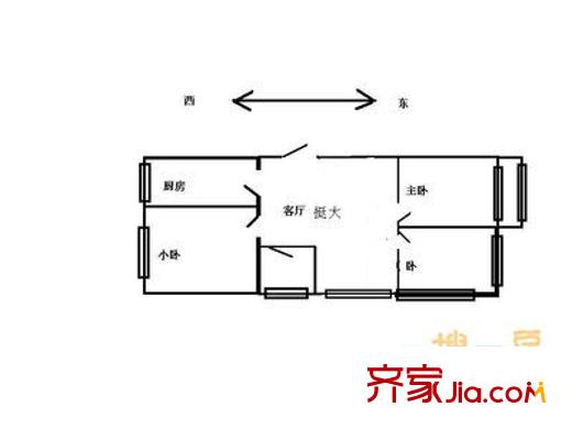 鐵樹斜街 1室 戶型圖
