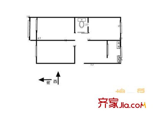 鐵樹斜街 1室 戶型圖