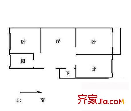 理想大厦户型图户型图 3室1厅1卫1厨