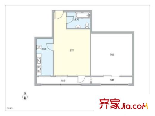 金蝉南里 1室 户型图