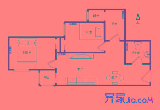 金蝉南里 2室 户型图