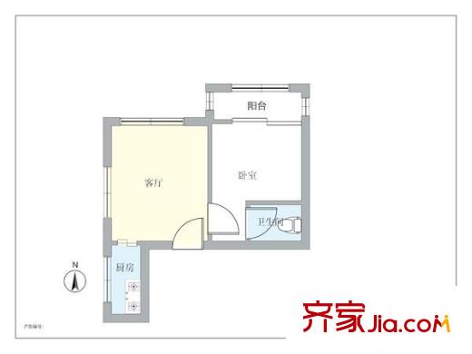 金蝉南里 1室 户型图