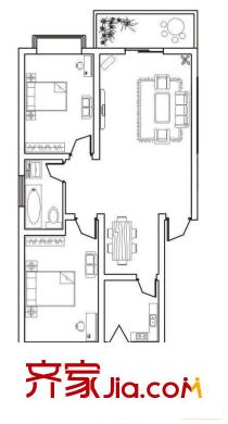 迪阳公寓户型图户型图 2室2厅1卫1厨