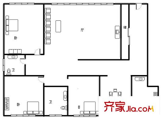 密东广场 3室 户型图