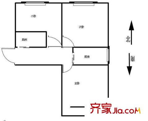 大石橋胡同 3室 戶型圖