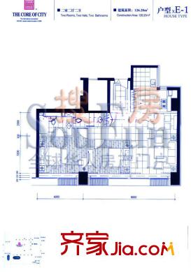 首开幸福广场户型图xE-1户型 2室2厅2卫1厨