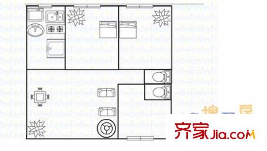 汇成家园户型图户型图 3室2厅2卫1厨
