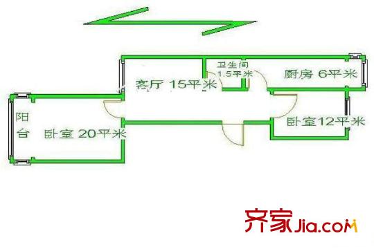 松榆西里户型图户型图 2室1厅1卫1厨