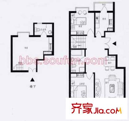 逸秀名园户型图B户型 3室2厅2卫1厨