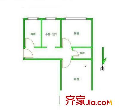 甜水园西里 2室 户型图