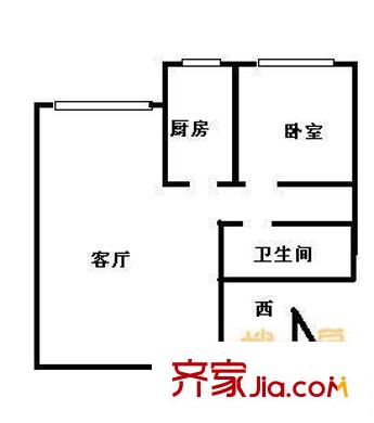 景泰西里户型图户型图 1室1厅1卫1厨