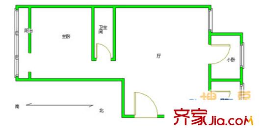 景泰西里户型图户型图 1室1厅1卫1厨