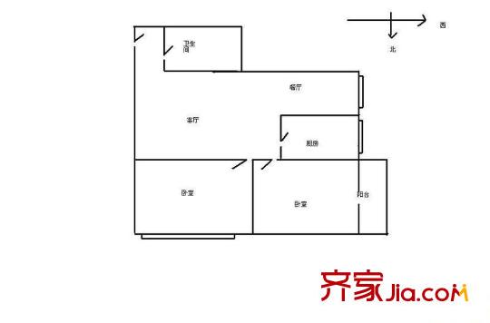 景泰西里户型图户型图 2室1厅1卫1厨