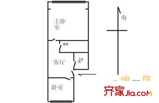 地坛北里户型图户型图 2室1厅1卫1厨