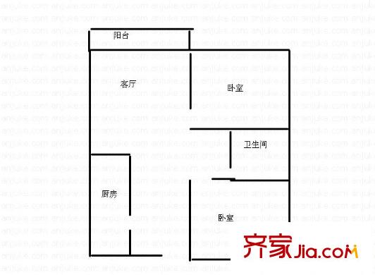青年湖南街 2室 戶型圖