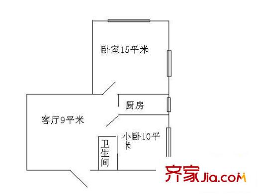 青年湖南街戶型圖戶型圖 2室1廳1衛(wèi)1廚