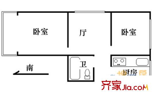 新源南路小区户型图户型图 2室1厅1卫1厨