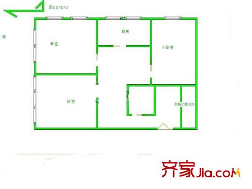 海户西里31号院户型图户型图 3室1厅1卫1厨