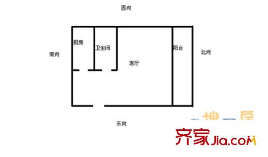 海户西里31号院户型图户型图 1室1厅1卫1厨