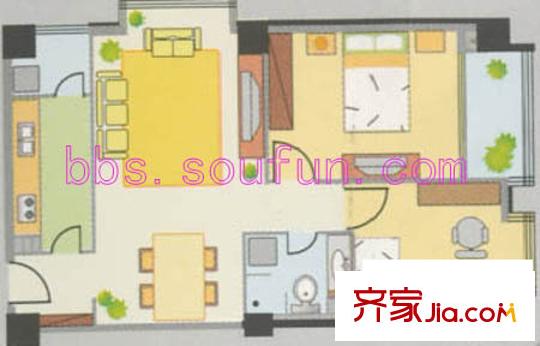 品阁户型图户型图 2室2厅1卫1厨