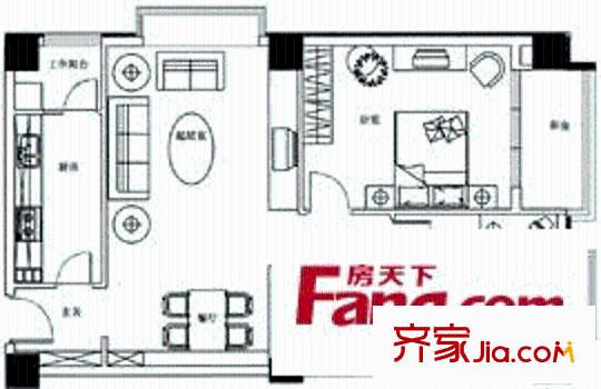 品阁户型图2室2厅1卫1厨