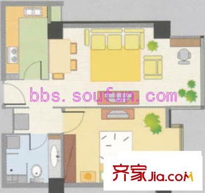 品阁户型图户型图 1室1厅1卫1厨