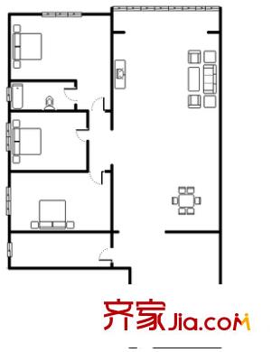 联宝公寓户型图户型图 3室2厅2卫1厨