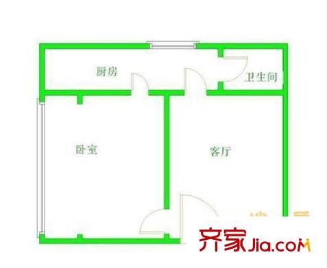 酒仙桥十二街坊户型图户型图 1室1厅1卫1厨